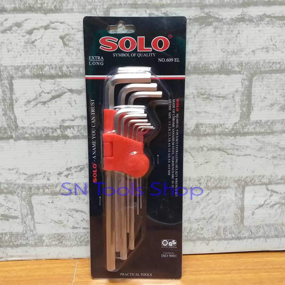 SOLO 609EL กุญแจหกเหลี่ยม กุญแจตัวแอล ประแจตัวแอล หัวตัด ยาวพิเศษ ประแจหกเหลี่ยม