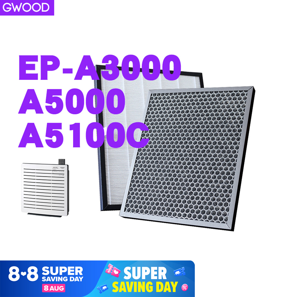 GWOOD แผ่นกรองอากาศ สำหรับเครื่องฟอกอากาศ Hitachi Air Purifier EP-A3000 EP-A5000 EP-A5100C EP-NZ50J EPF-CX40F EP A3000 A5000 A5100C แผ่นกรอง HEPA filter