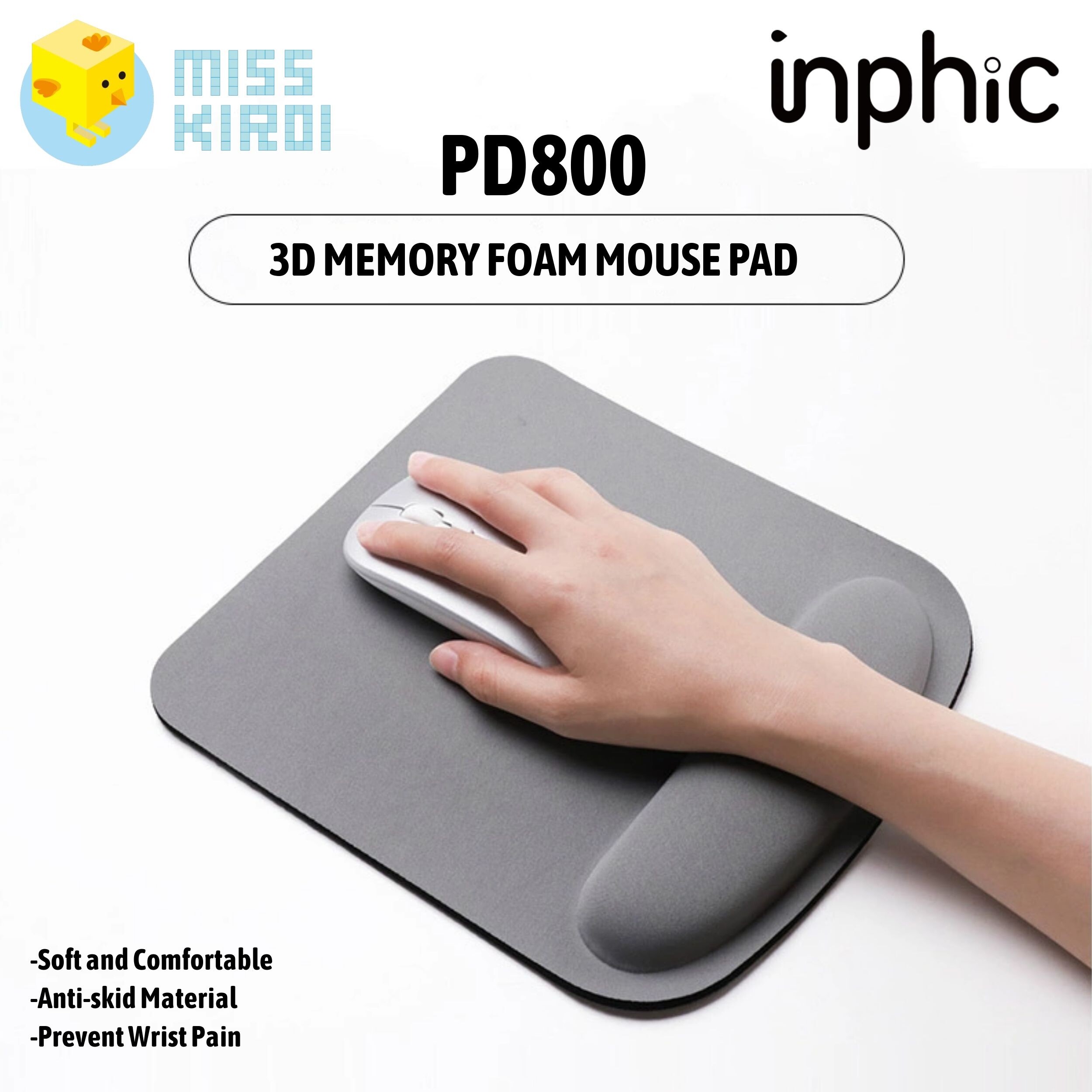 Inphic Pd800 Memory Foam Mouse Pad แผ่นรองเมาส์ Mouse Pad ใช้รองเมาส์ทำให้เพิ่มประสิทธิภาพการใช้เมาส์มากขึ้น. 
