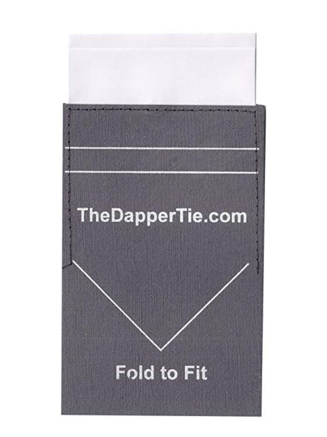 TheDapperTie : TDTAMZ001* ผ้าเช็ดหน้าสำหรับใส่กระเป๋าเสื้อสูท Men's Solid Flat Double Toned Pre Folded Pocket Square on Card