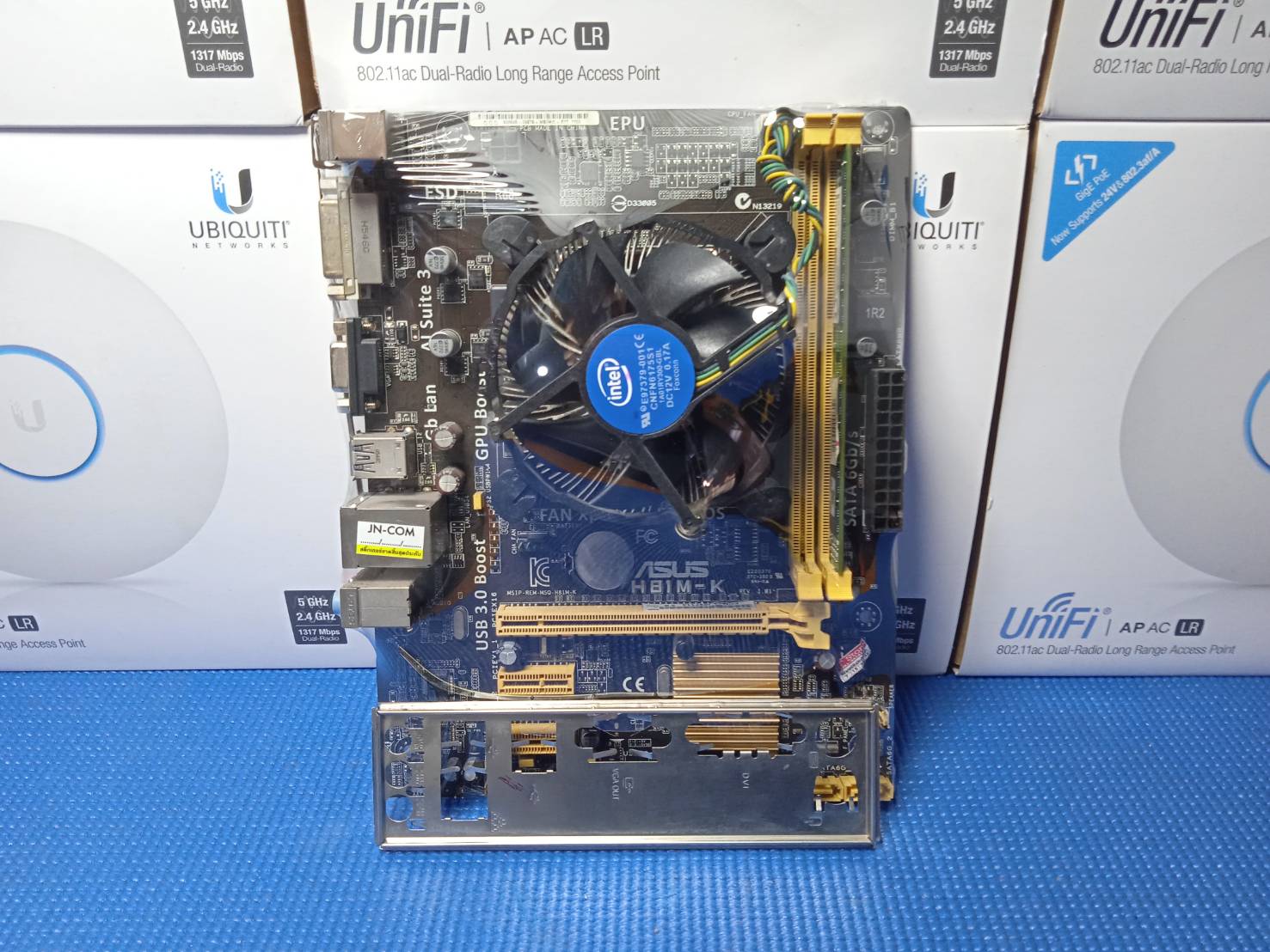 เมนบอร์ด ASUS H81MK Socket 1150 CPU G3260 3.30 GHz แรม 4GB พร้อมฝาหลัง