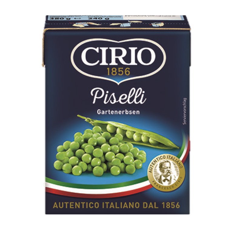 CIRIO PISELLI (GREEN PEAS) 360 g. ถั่วลันเตาในน้ำเกลือ บรรจุกล่อง ขนาด 380 กรัม