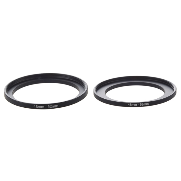 2 Pcs Camera Repairing Metal Step Up Filter Ring Adapter 46mm to 52mm & 46mm to 58mm