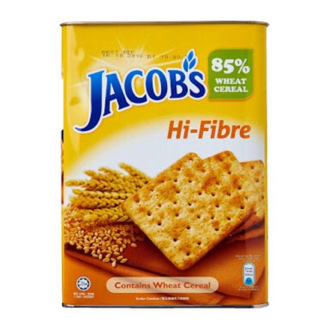 Jacob's Hi Fiber Cream Cracker ขนมปังจาค็อบส์  จาค็อบส์ ไฟเบอร์ ครีม ขนาด 700 กรัม