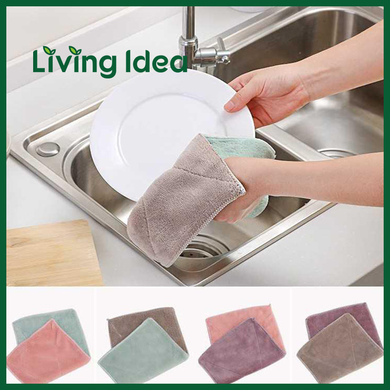 Living idea ผ้าขนหนู ผ้าเช็ดมือ ผ้าทำความสะอาด ผ้าไมโครไฟเบอร์ หนานุ่ม