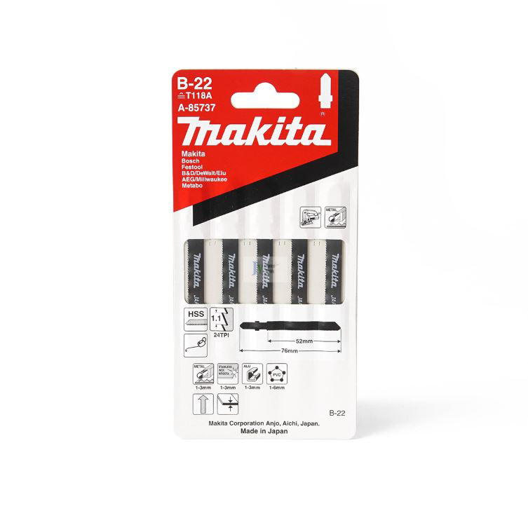 Makita A-85737 ใบเลื่อยจิกซอร์ แบบเขี้ยวเสียบ B-22 B-TYPE ใช้ตัดแสตนเลส ...