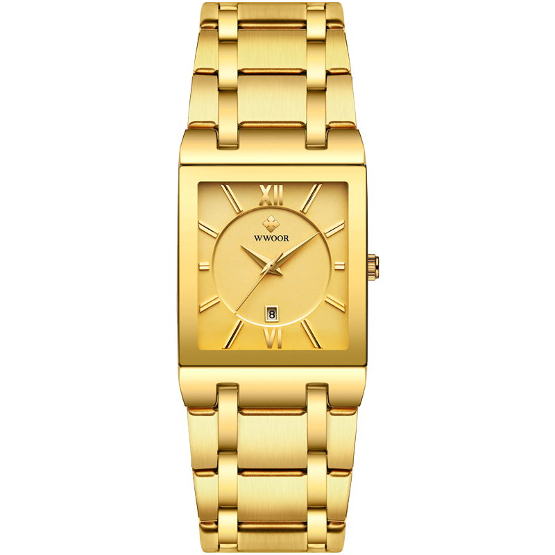สินค้าส่งจากไทย นาฬิกา WWOOR นาฬิกาสีทอง สำหรับผู้ชาย ผู้หญฺิง นาฬิกาแบรนด์หรูสุดหรู Golden ควอตซ์สแตนเลส กันน้ำ นาฬิกาข้อมือ WWOORส่งไว มีบริการเก็บเงินปลายทาง