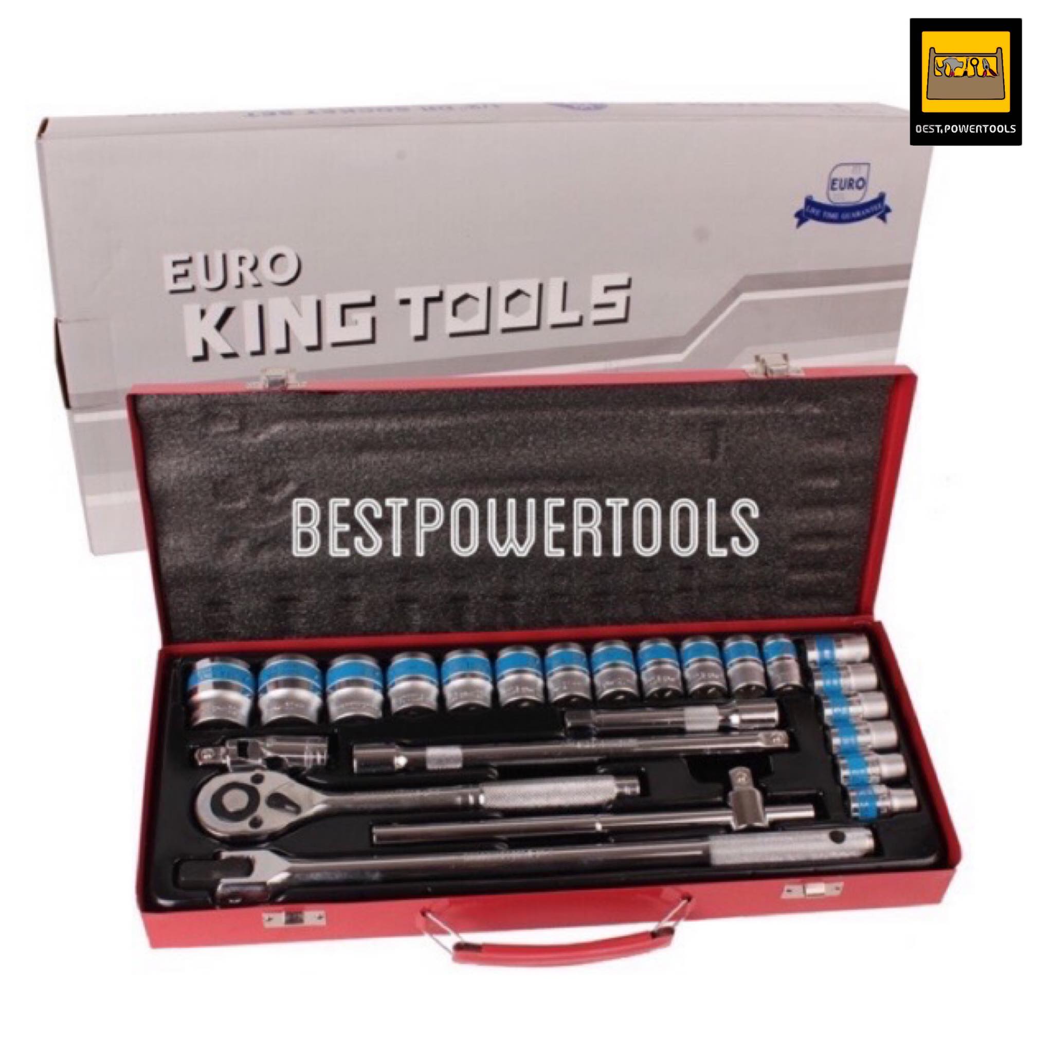 Euro king tools ชุดเครื่องมือ ประแจ ชุดบล็อก 24 ชิ้น ขนาด 1/2 (4หุน) CR-V แท้
