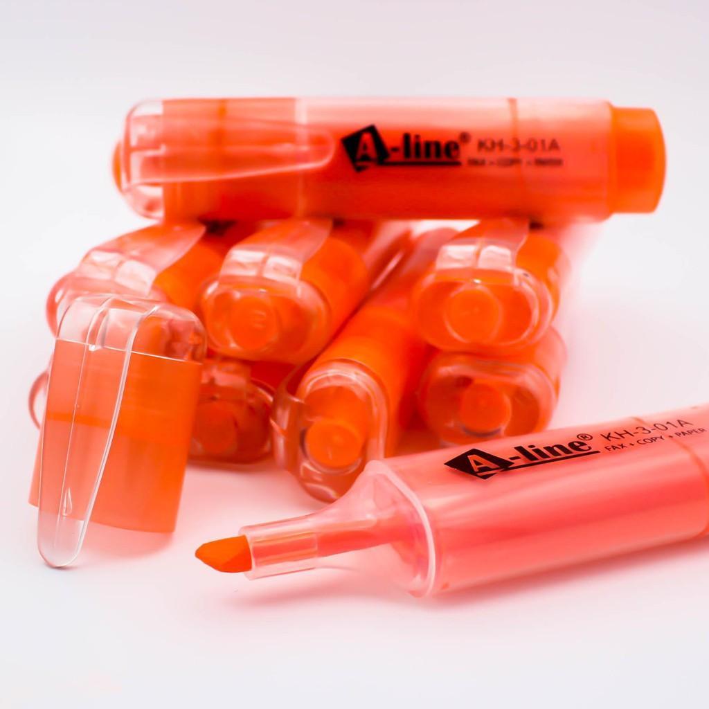 ปากกาเน้นข้อความ สีสด เอ-ไลน์ ชุด 10 ด้าม (สีส้ม) สีสดสะท้อนแสง