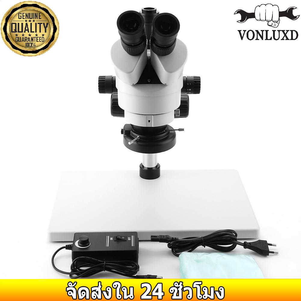 3.5x-90X trinocular สเตอริโอซูม กล้องจุลทรรศน์ WF10X / 20 มิลลิเมตร eyepieces 100-240 โวลต์