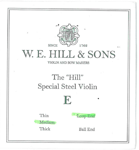 สาย E ไวโอลิน ยี่ห้อ W.E. HILL & SONS