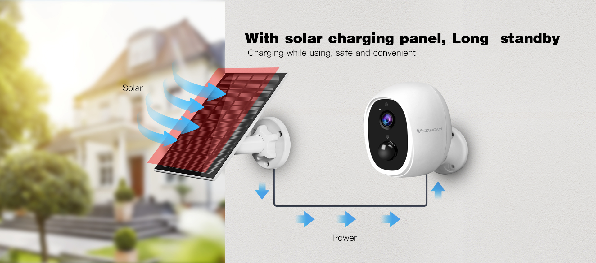 Vstarcam CB53 กล้องวงจรปิดไร้สาย มีแบตเตอรี่ในตัว พร้อมแผงsolar cell