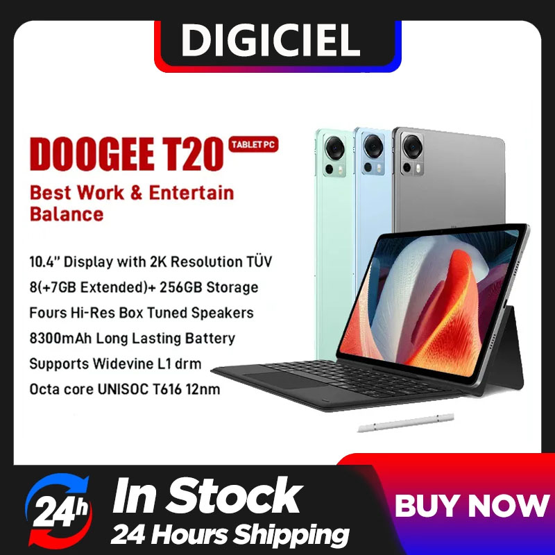 DOOGEE T20 Tablet 8GB 256GB 10.4 Inch 2K TÜV 2000*1200 Display Tablets  Widevine L1 Four Hi-Res Speakers Pad 8300mAh Android 12