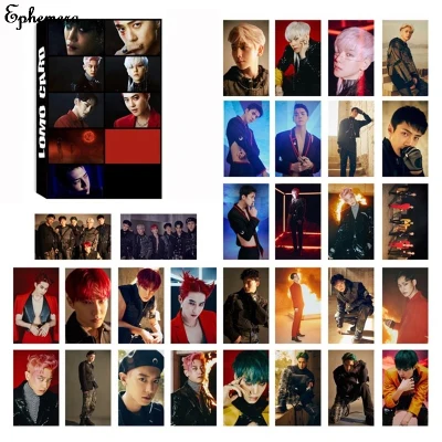 New 30Pcs/set KPOP EXO New 6th Album Photo Card PVC Cards Self Made LOMO Card Photocard