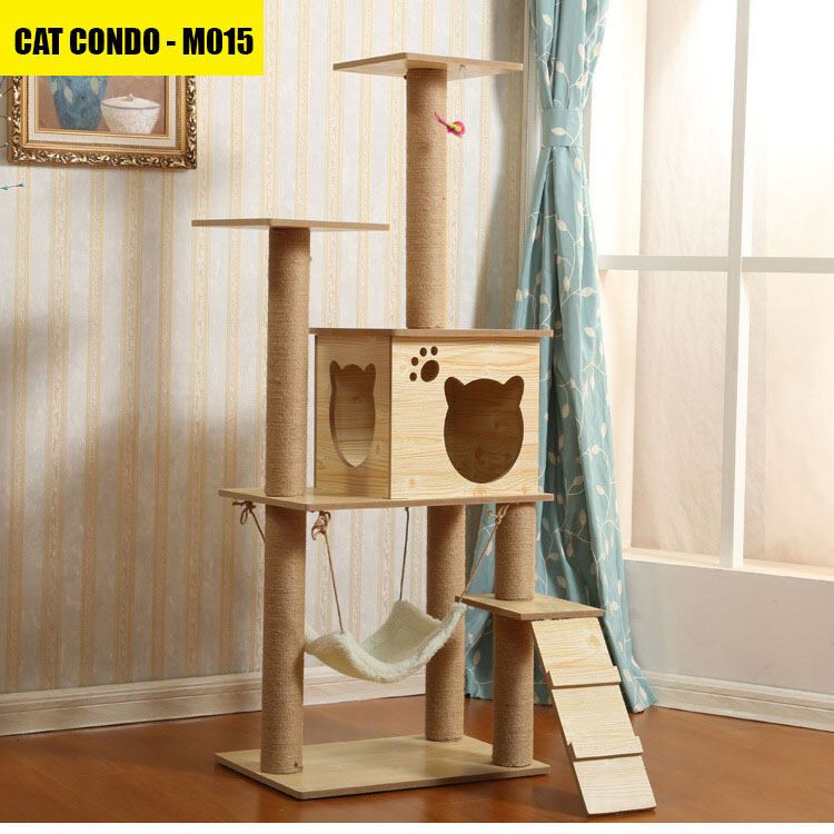 YOYOCAM คอนโดแมว 2 - 4 ชั้น ขนาดใหญ่ บ้านแมว 1- 2 ห้องนอน Cat Condo พร้อมที่ลับเล็บ Storey Pet House ถูกที่สุด (เลือกรุ่นได้)  color Model 015