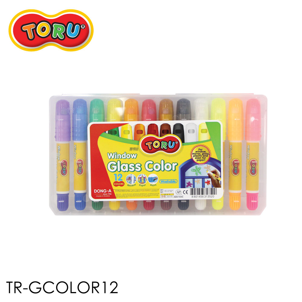 Toru Window Glass Color Crayon Marker Washable Paper Aqua Non-Toxic 24 Colors