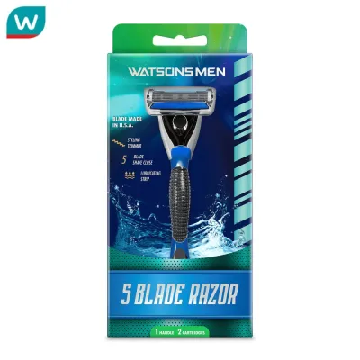 Watsons Men 5 Blade Razor (1Handle + 2Cartridges).
