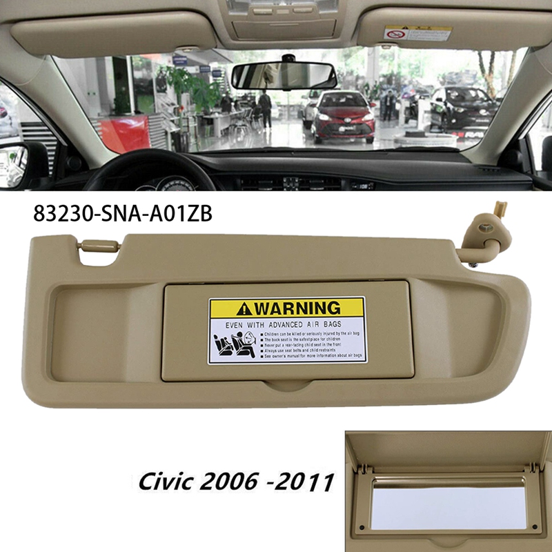 Right Side Sun Visor for Honda Civic 83230-SNA-A01ZB 2006 -2011 Sun Visor Assembly (Beige)
