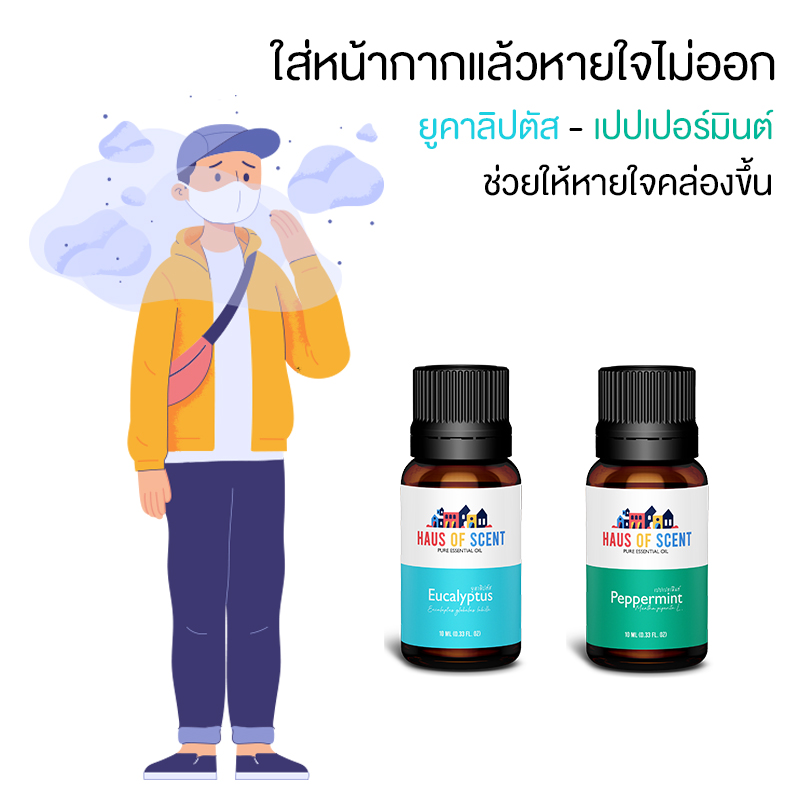 น้ำมันหอมระเหยแท้ ยูคาลิปตัส เปปเปอร์มินต์ ช่วยให้หายใจคล่องขึ้น EUCALYPTUS -PEPPERMINT - HAUS OF SCENT