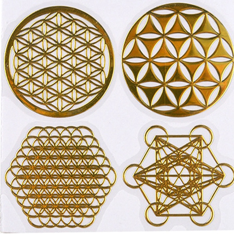 FINGERINSPIRE 24pcs Chakra Stickers - Mixed Brass Decals For DIY, Water Bottles, Phones & Yoga Decor (Gold Energy Designs)