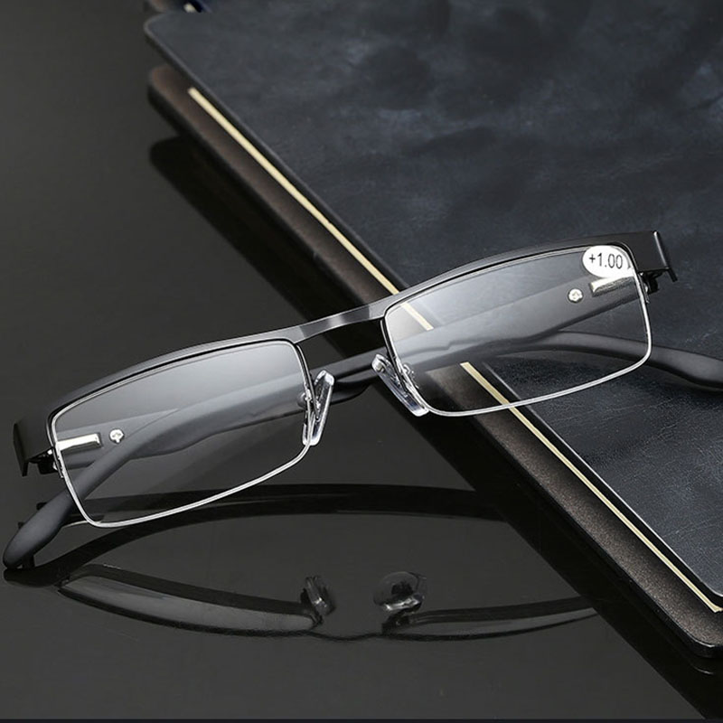metal half frame reading glasses