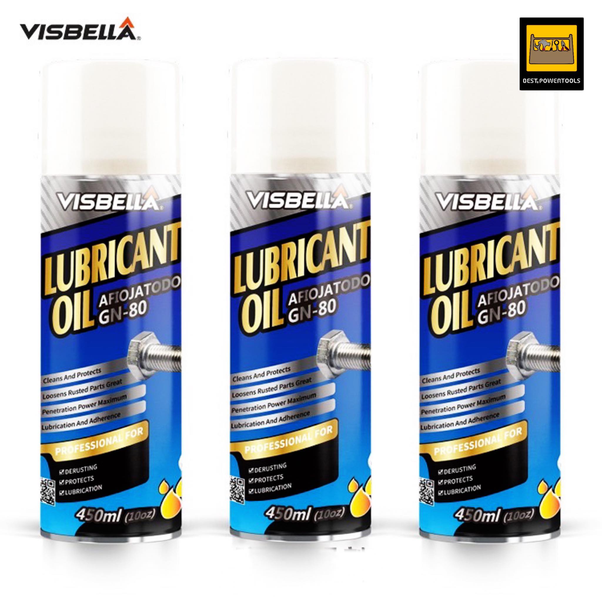 VISBELLA LUBRICANT OIL 450ML น้ำยาล้างสนิม ขัดสนิมได้ชนิดทุกจุด สเปรย์