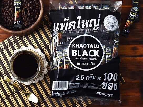 กาแฟอินสแตนซ์ โรบัสต้า 100% ไม่มีน้ำตาล เขาทะลุแบล็ค (KHAOTALU BLACK) 2.5*100 ซอง