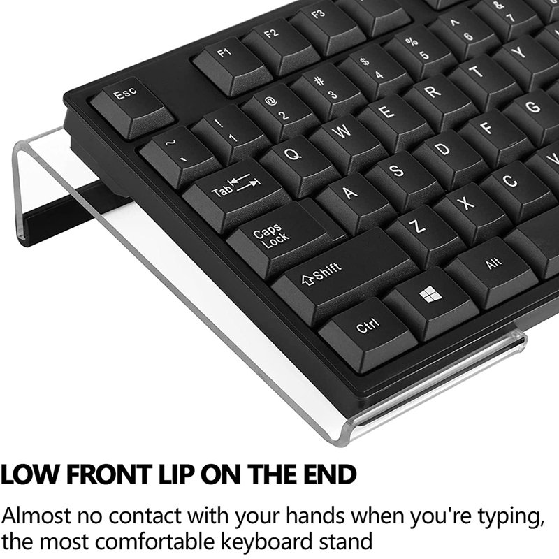 Zerodeko Acrylic Tilted Keyboard Stand – Transparent Keyboard Tray Holder For Desk, 43.2x14x4cm, 30° Ergonomic Angle