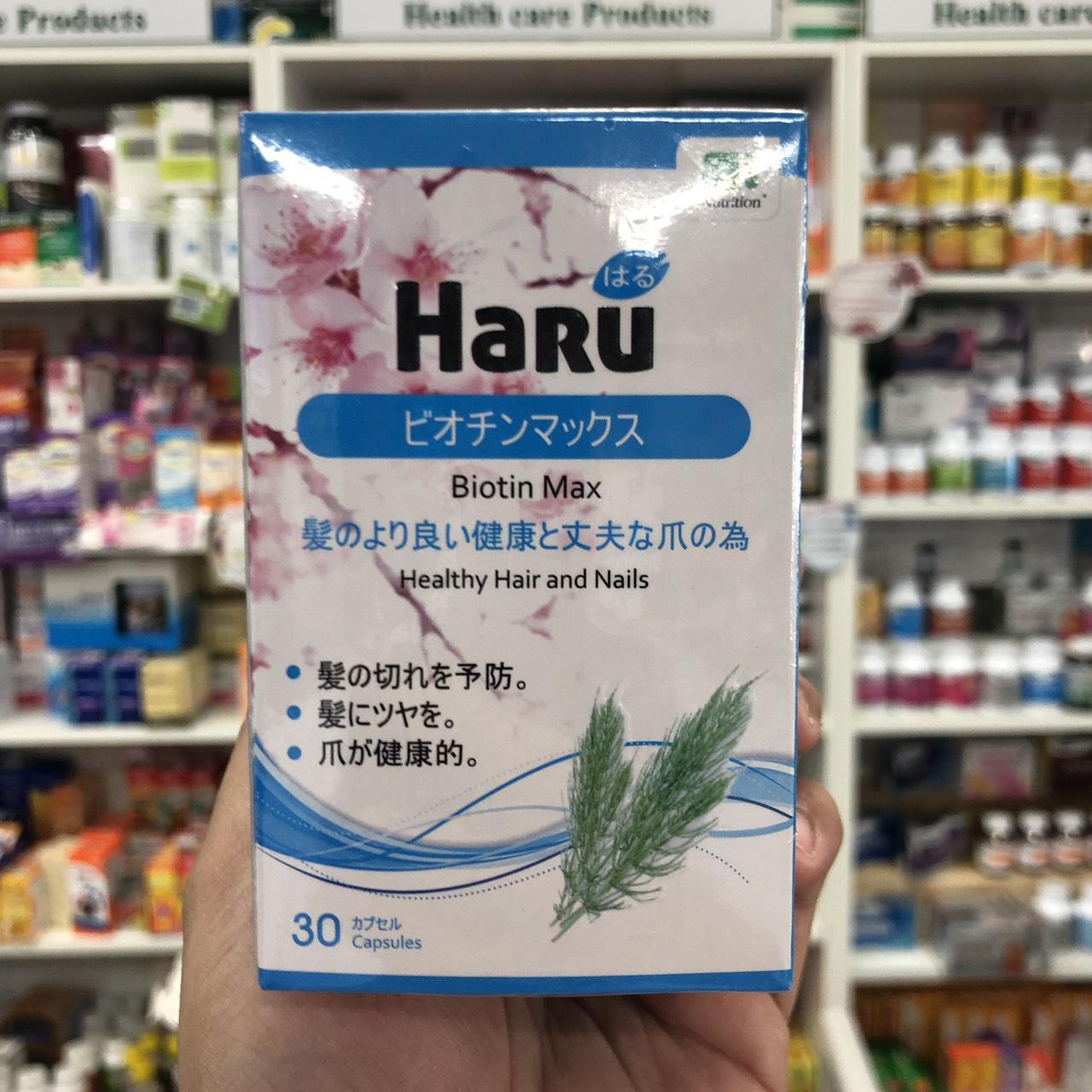 Haru Biotin Max (30 แคปซูล) 1กล่อง เพื่อสุขภาพผมที่ดี และเล็บที่แข็งแรง