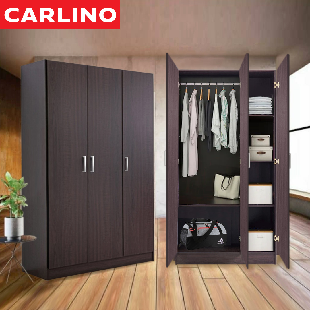 (*สินค้าพร้อมส่ง*) MR. CARLINO:  3 Door Wardrobe ตู้เสื้อผ้า ตู้เสื้อผ้าไม้ ตู้ คุณภาพดี แข็งแรง ทนทาน (Home & Living Bedroom Furniture 3 Door Wardrobe)