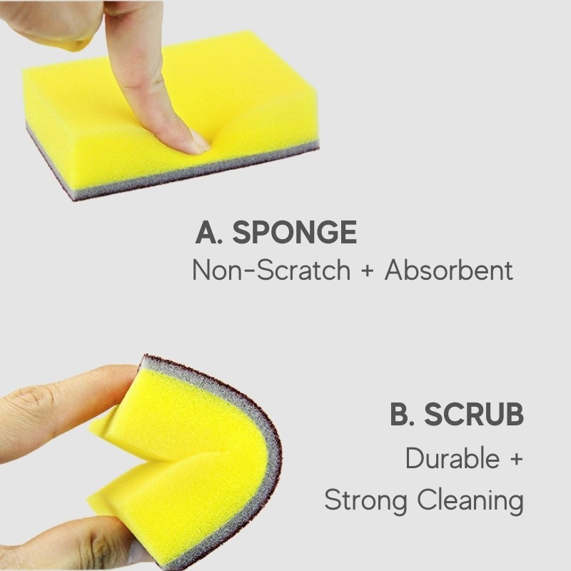 [Ready Stock] HI HOMES Kitchen Cleaning Double-Sided Sponge Magic ...