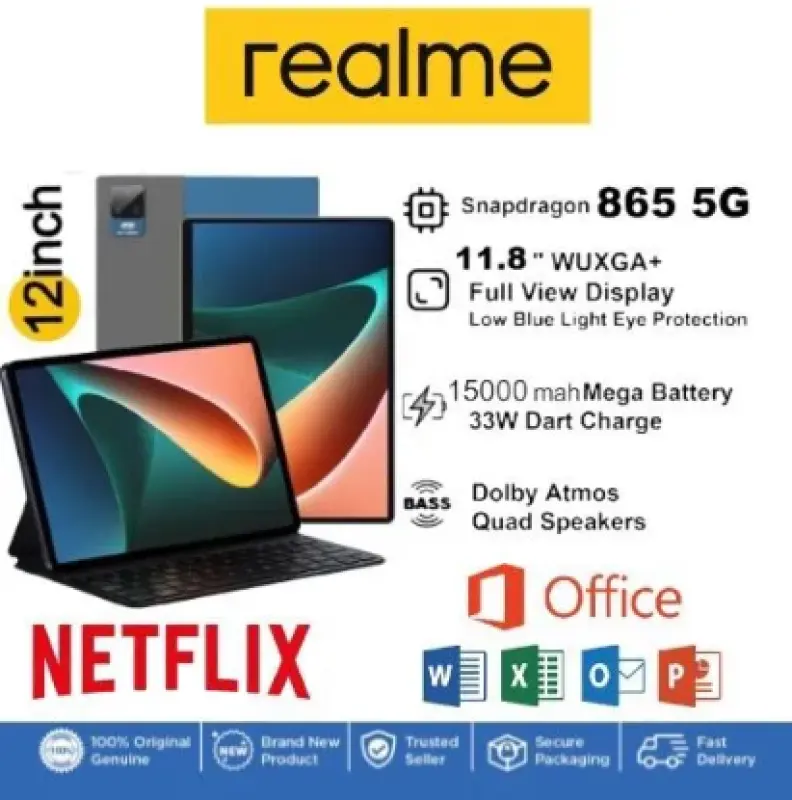 ภาพหน้าปกสินค้าแท็บเล็ต REALME - Tablet 10.8 นิ้ว (ฟรี 9 รายการ) Android 11.0/ 12+512GB / 2 ซิม / 4G รับประกัน 5 ปี จากร้าน ELECTRIC.sy บน Lazada
