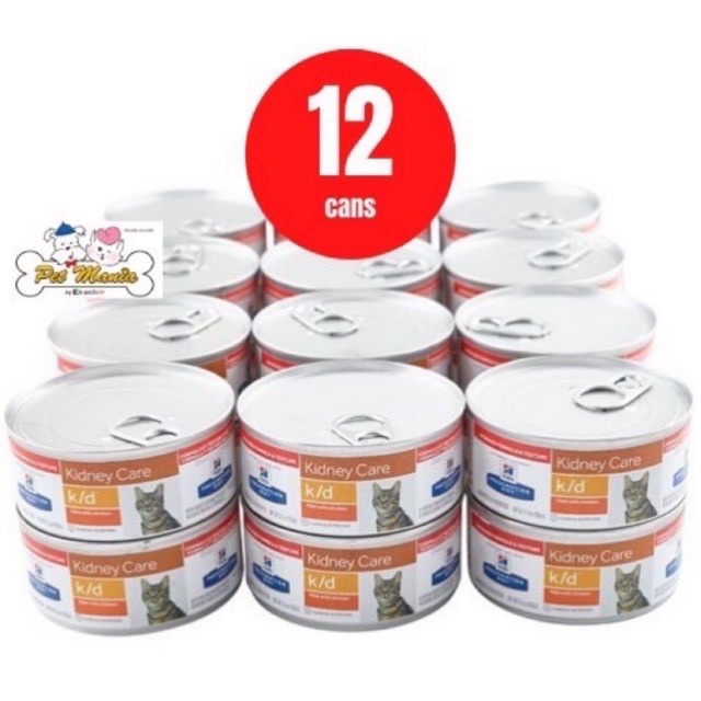 (12 กระป๋อง)Hill's® Prescription Diet® k/d® Feline with Chicken อาหารโรคไตในแมว ขนาด 156 g