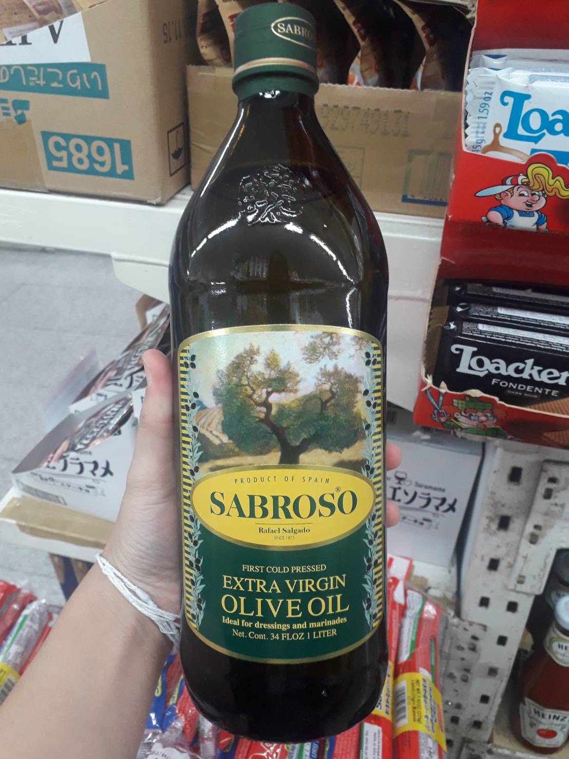 Sabroso Extra Virgin Olive Oil น้ำมันมะกอก (น้ำมันมะกอกธรรมชาติไม่ผ่านกรรมวิธี) ขนาด 1000มล.