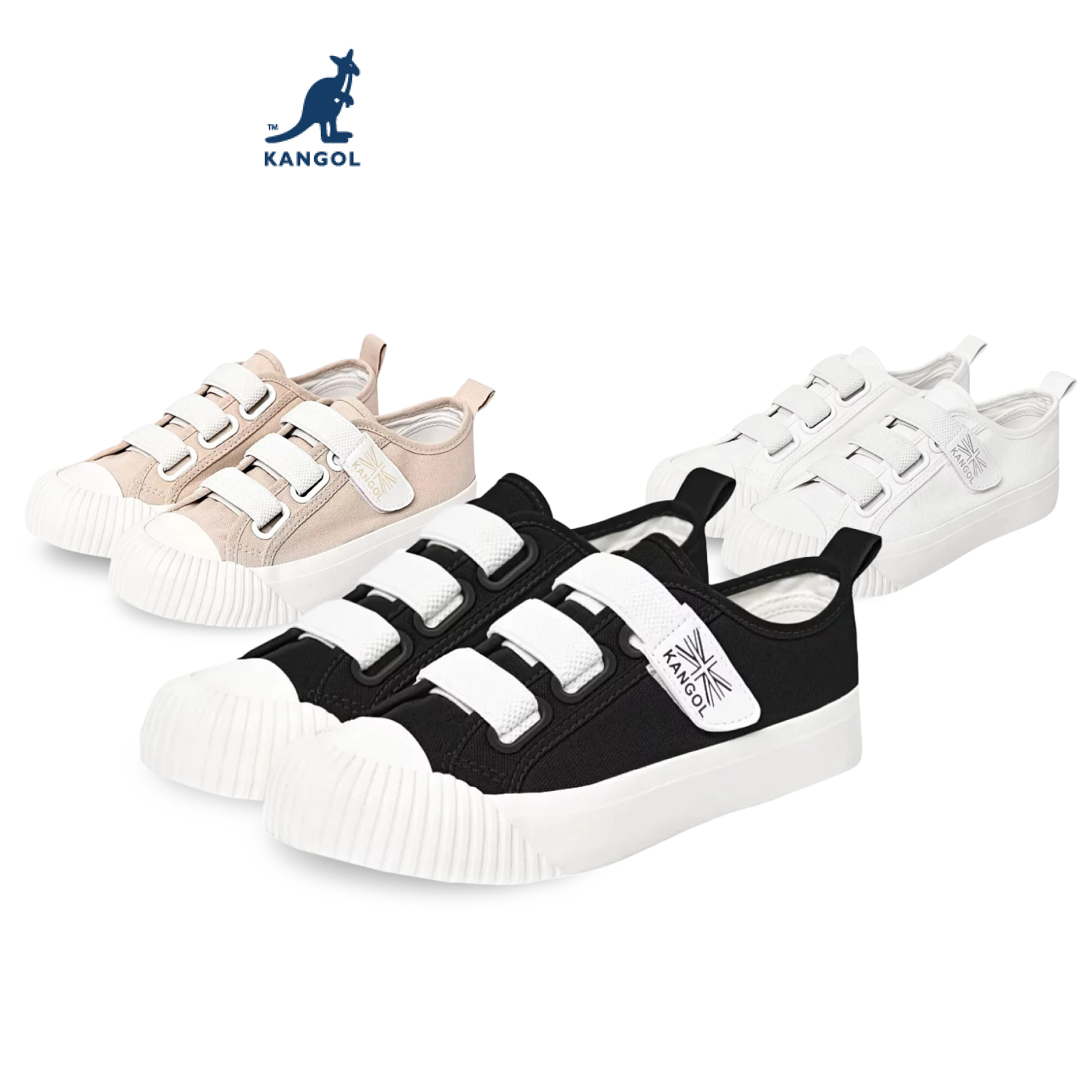 [ไซส์ใหม่มาเพิ่มพร้อมส่ง!] KANGOL Sneakers unisex รองเท้าผ้าใบ รุ่น Velco แบบแปะ สีดำ,ขาว,ครีม