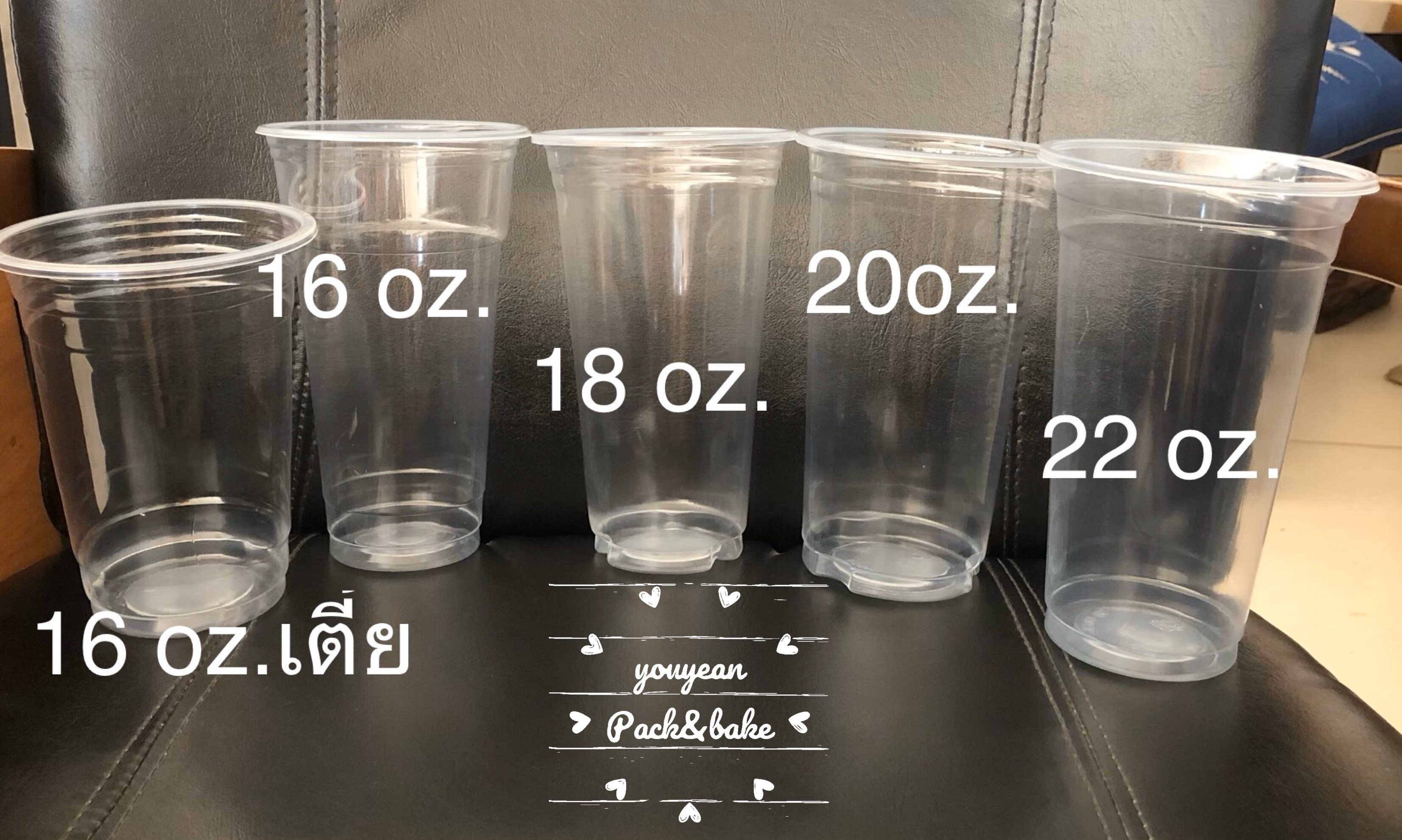 แก้วพลาสติก เรียบใสเนื้อ pp ขนาด 16 ออนซ์,18 ออนซ์,20 ออนซ์ และ 22 ออนซ์ มีทั้งแบบฝาเรียบ,ฝาโดมและฝาฮาฟ จำนวน 50 ชุด (แก้ว+ฝา)