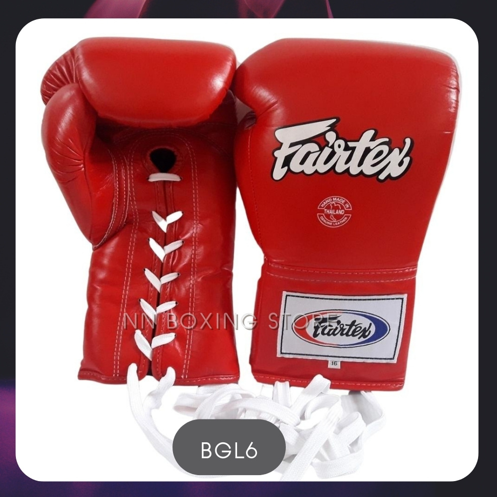 Fairtex BGL6 Pro Leather Laced Competition Gloves - Locked Thumb for M