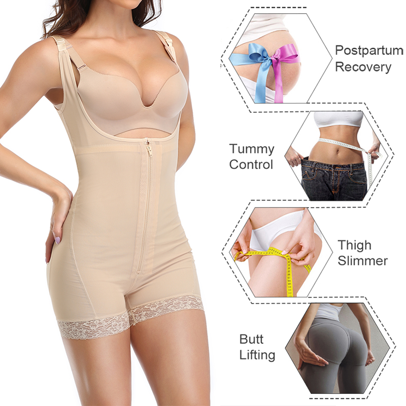 Shapewear For Women Tummy Control Fajas Colombianas Body Shaper For Women  Zipper Open Bust Bodysuit Waist Trainer