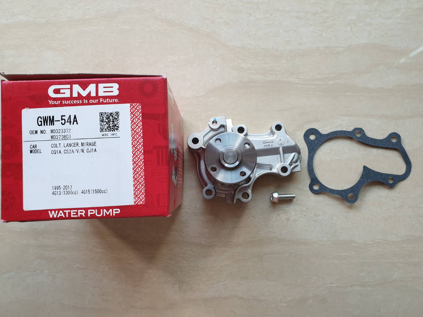ปั้มน้ำ MITSUBISHI E-CAR ท้ายเบนซ์,CK2,CEDIA,มิราจ,LANCER,4G13,4G15 ปี1995-2012 GMB แท้ๆราคาลูกละ 680 บาท