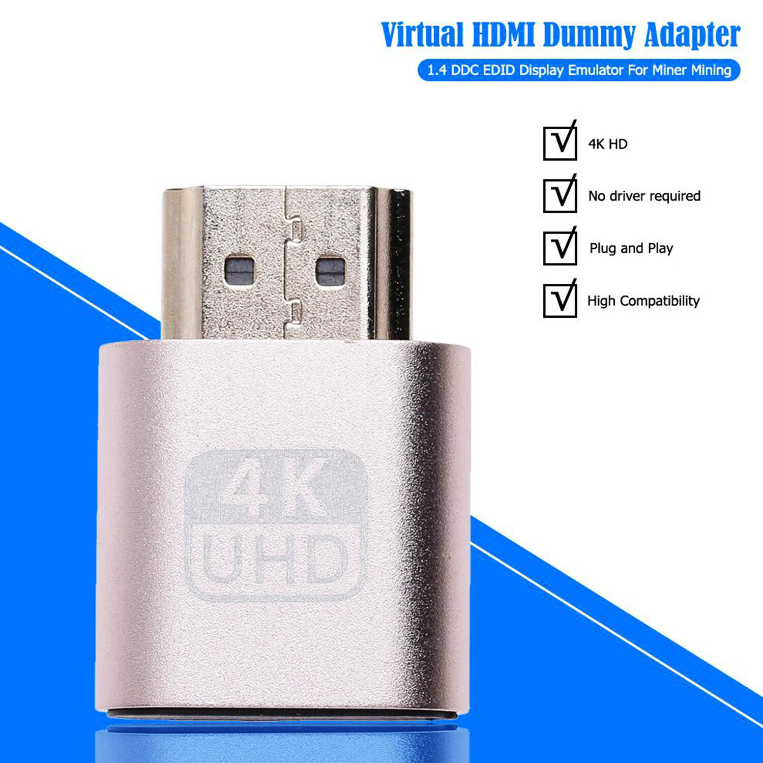 HDMI Dummy 4K UHD Dummy Plug - Headless Ghost จอหลอก ตัวหลอกว่ามีจอ สำหรับการ์ดจอ