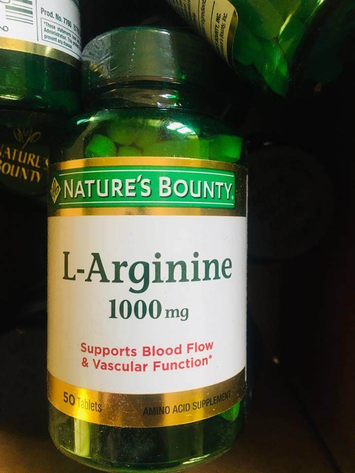 แอลอาร์จีนิน L-Arginine 1,000mg 50เม็ด (Nature's Bounty) อาร์จินีน แอล-อาร์จีนีน