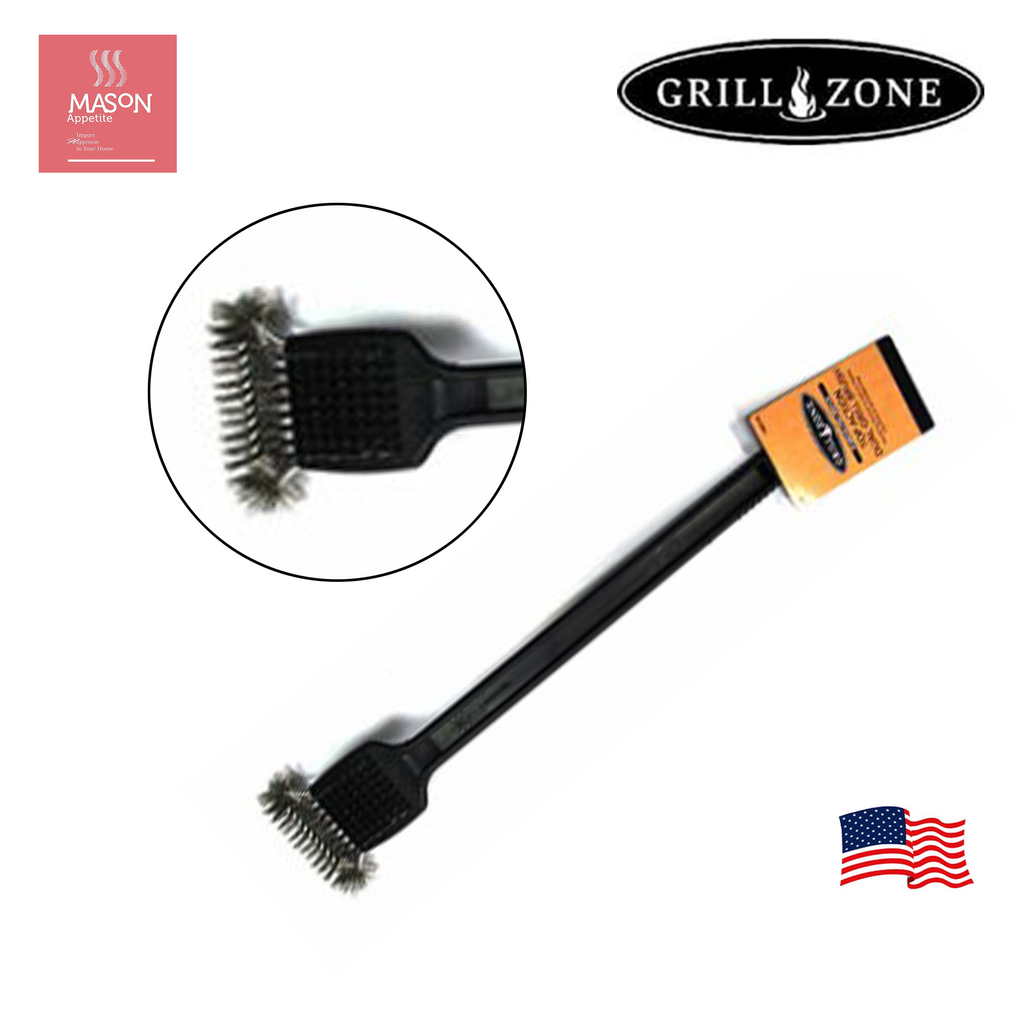 188036, Grill Zone, Long Handle Grill Brush Mason Appetite ThaiPick