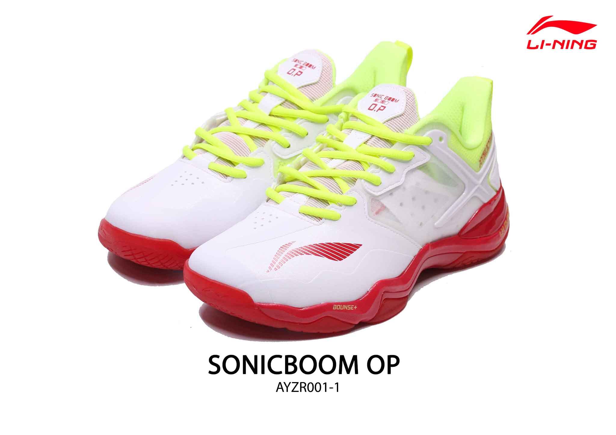 รองเท้าแบดมินตัน LI-NING BADMINTON SHOES : รุ่น SONIC BOOM OP 2020 (AYZR001-1) White
