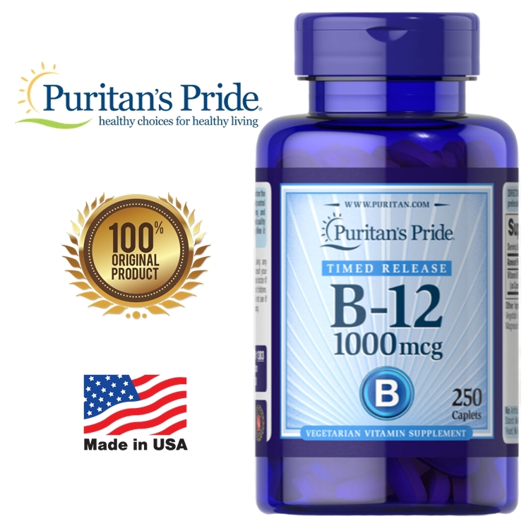 แนะนำ บำรุงปลายประสาท Puritan's Pride B12 1000 mcg Timed release [250