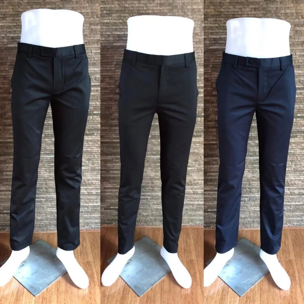 กางเกงสแล็ค ผ้ากำมะดิน รุ่นเนื้อดี Noung Neung (ดำ/กรม) ขากระบอก/ขาเดฟ/ขาเดฟผ้ายืด
