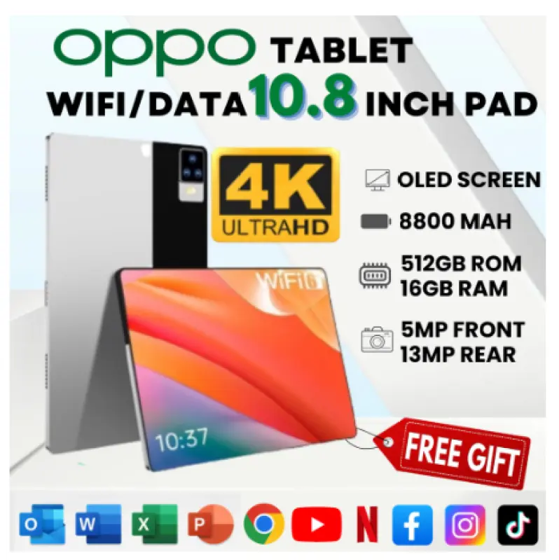 ภาพสินค้าOPPO Tablet PC แท็บเล็ต 10.8 Inch Android 8.1  Dual SIM 4G LTE รองรับซิมการ์ดทุกเครื่อข่าย โทรศัพท์ ถูกๆ ดี จากร้าน CHEAP_HOME63 บน Lazada ภาพที่ 1
