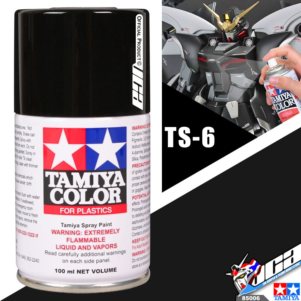 TAMIYA 85006 TS-6 MATT BLACK COLOR SPRAY PAINT CAN 100ML FOR PLASTIC MODEL TOY สีสเปรย์ทามิย่า พ่นโมเดล โมเดล VCA GUNDAM