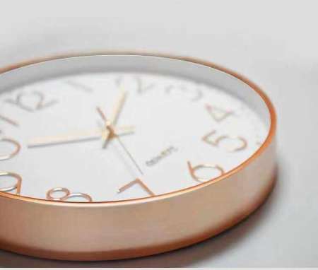 นาฬิกาแขวน นาฬิกาติดผนังทรงกลม ขนาด 12นิ้ว รุ่น193 เข็มเดินเรียบ ไม่มีเสียง รุ่น สีขาว ขอบRoseGold