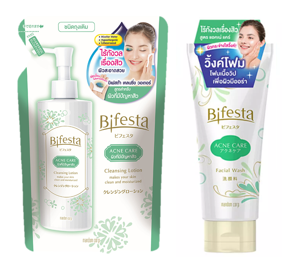 Bifesta Acne Care SET (Cleansing Lotion (Refill) 270ml + Facial Wash 120ml) บิเฟสต้า แอคเน่ แคร์ เซ็ท (เคลนซิ่ง โลชั่น (ชนิดเติม) 270มล + โฟมล้างหน้า 120มล)