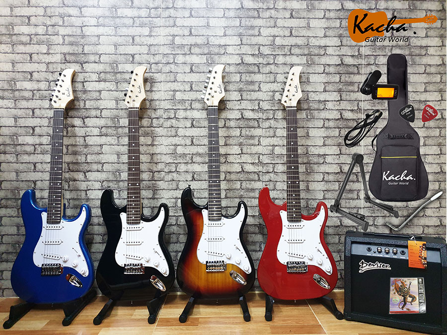 กีตาร์ไฟฟ้า+แอมป์ Electric Guitar KACHA GUITAR WORLD พร้อมของแถม 9 รายการ